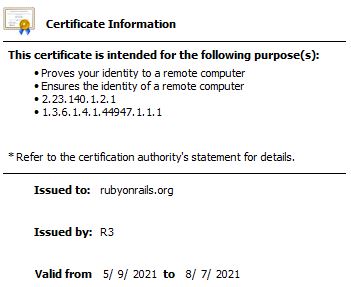 Standard TLS certificate