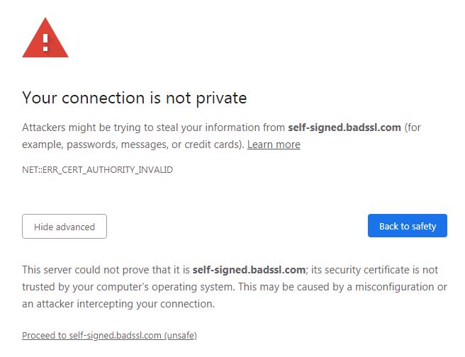 Chrome's warning for self-signed certificates